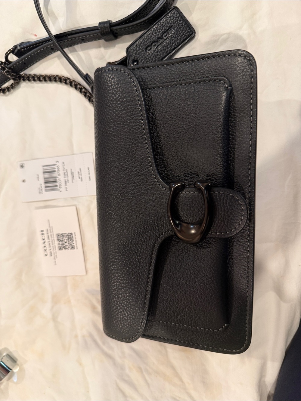 Coach Black Pebbled Leather Crossbody Bag with Signature Turnlock
